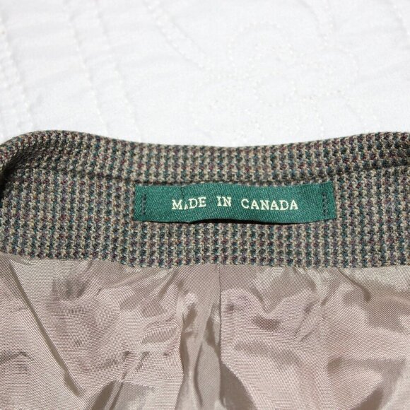 Lauren Ralph Lauren Mens Wool Suit Jacket Sport Coat Green Brown Houndstooth 48R - Picture 5 of 13